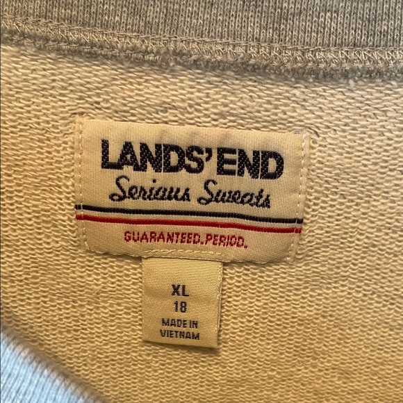 Lands End Gray Sweatshirt Dress with colorful striped Cuffs Size XL - Picture 4 of 8